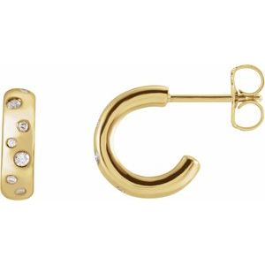 14K Yellow Gold 1/10 CTW Diamond Hoop Earrings. 87154:601:P