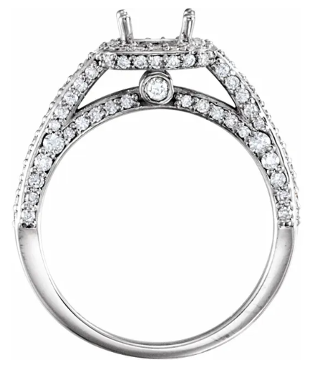 14K White Gold 5.8 mm Round 1/2 CTW Diamond Halo-Style Accented Engagement Ring. 67721:212:P