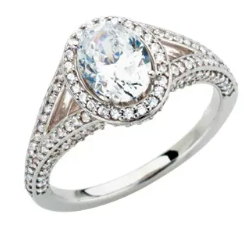 14K White Gold 7x5 mm Oval 1/2 CTW Diamond Hidden Halo-Style Accented Engagement Ring. 67788:100:P