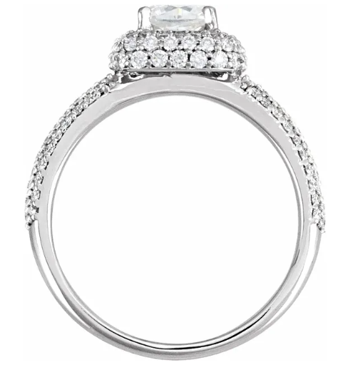 14K White Gold 5.4 mm Asscher 1/2 CTW Diamond Halo-Style Accented Engagement Ring. 67797:101:P