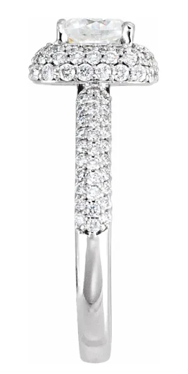 14K White Gold 5.4 mm Asscher 1/2 CTW Diamond Halo-Style Accented Engagement Ring. 67797:101:P