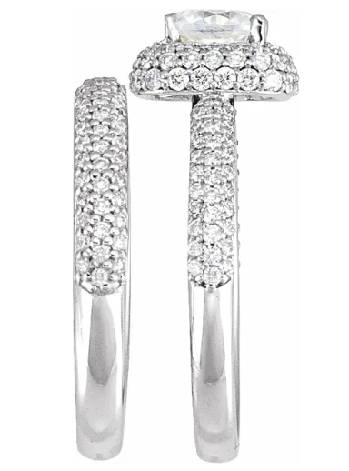 14K White Gold 5.4 mm Asscher 1/2 CTW Diamond Halo-Style Accented Engagement Ring. 67797:101:P