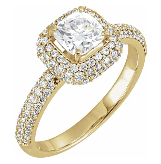14K White Gold 5.4 mm Asscher 1/2 CTW Diamond Halo-Style Accented Engagement Ring. 67797:101:P