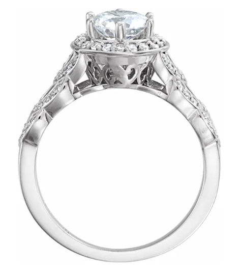 14K White Gold 6.5 mm Round 1/3 CTW Diamond Halo-Style Accented Engagement Ring. 67850:106:P