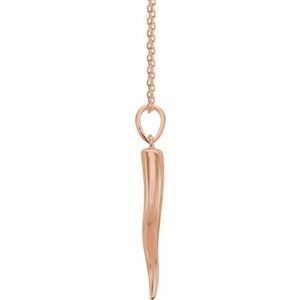 14K Rose Gold Italian Horn 16-18" Necklace