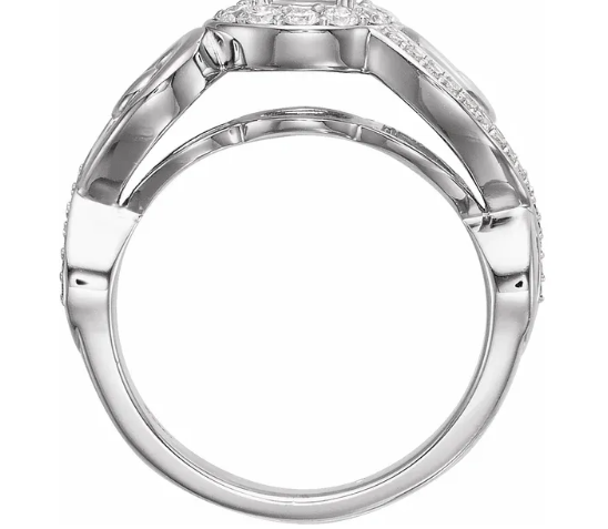 14K White Gold 5.2 mm Round 3/8 CTW Diamond Halo-Style Accented Engagement Ring. 68197:121709:P