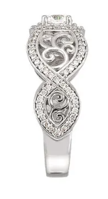 14K White Gold 1/2 CTW Diamond Infinity-Inspired Halo-Style Accented Engagement Ring. 68198:102:P