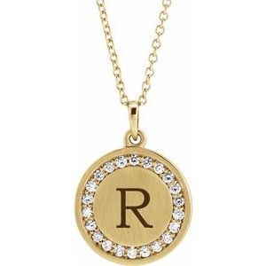 14K Yellow Gold 1/5 CTW Diamond Engravable 16-18" Necklace