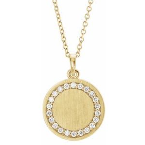 14K Yellow Gold 1/5 CTW Diamond Engravable 16-18" Necklace