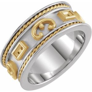 14K White/Yellow Gold Etruscan Style Band. 120578:252762:P