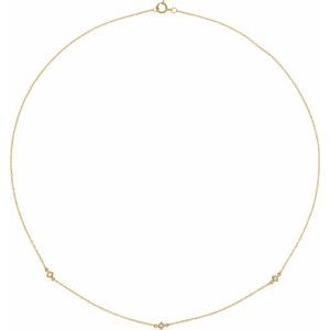 14K Yellow Gold 1/6 CTW Diamond 3-Station 16" Necklace. 653622:600:P