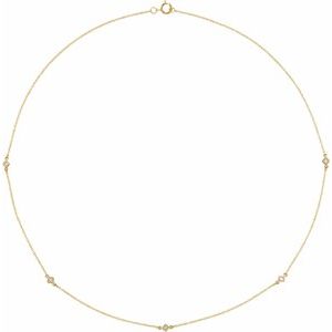 14K Yellow Gold 1/4 CTW Diamond 5-Station 24" Necklace. 653622:621:P