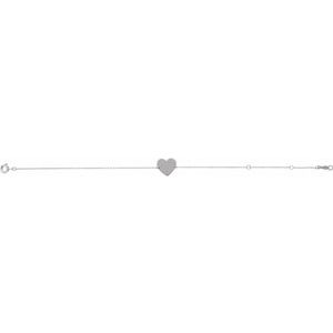 14K White Gold Engravable Heart 7-8" Bracelet