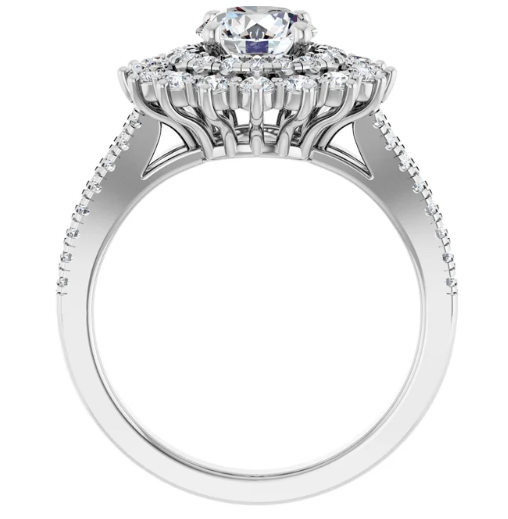 14K White Gold 6.5 mm Round 1 CTW Diamond Halo-Style Accented Engagement Ring. 688898:604:P