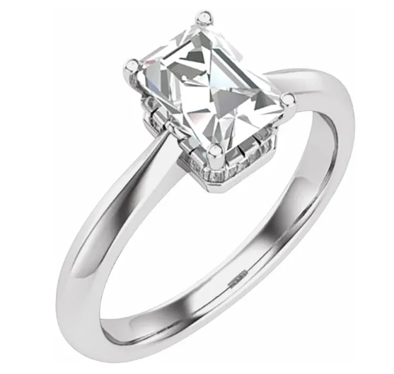 14K White Gold 7 x 5 mm Emerald 1/5 CTW Diamond Engagement Ring with Hidden Halo