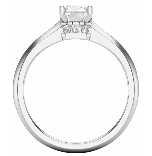 14K White Gold 7 x 5 mm Emerald 1/5 CTW Diamond Engagement Ring with Hidden Halo