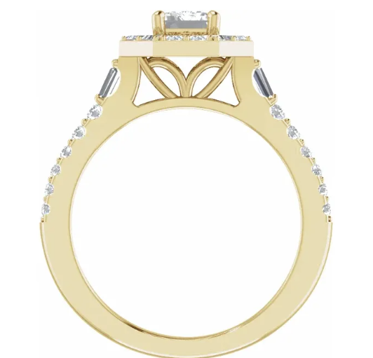 14K Yellow Gold 7x5 mm Emerald 3/4 CTW Diamond Halo-Style Accented Engagement Ring. 689086:LG600:P