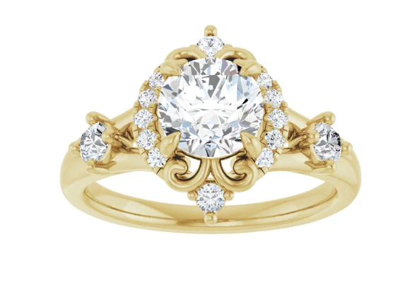 14K Yellow Gold 6.5 mm Round 1/3 CTW Diamond Halo-Style Engagement Ring. 689162:LG600:P