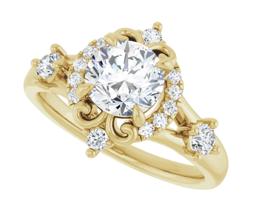 14K Yellow Gold 6.5 mm Round 1/3 CTW Diamond Halo-Style Engagement Ring. 689162:LG600:P