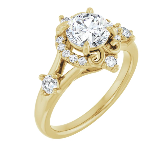 14K Yellow Gold 6.5 mm Round 1/3 CTW Diamond Halo-Style Engagement Ring. 689162:LG600:P