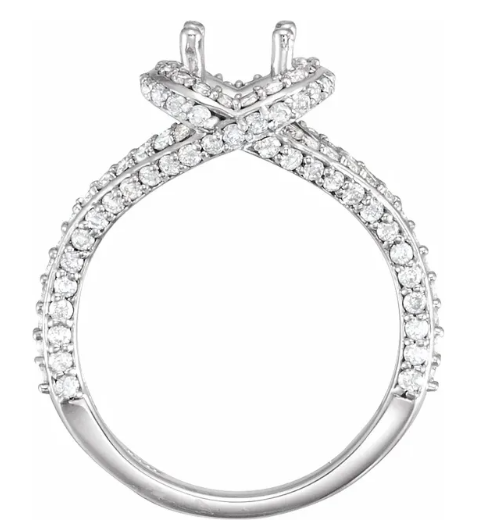 14K White Gold 5.5x5.5 mm Asscher 1 CTW Diamond Hidden Halo-Style Accented Engagement Ring. 68919:105:P