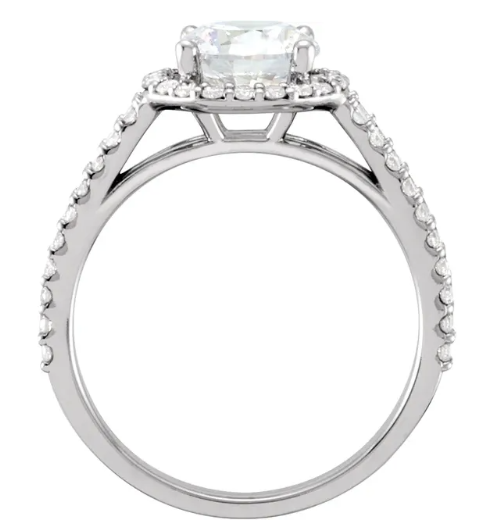 14K White Gold 7.4 mm Round 5/8 CTW Diamond Halo-Style Accented Engagement Ring. 68923:104:P