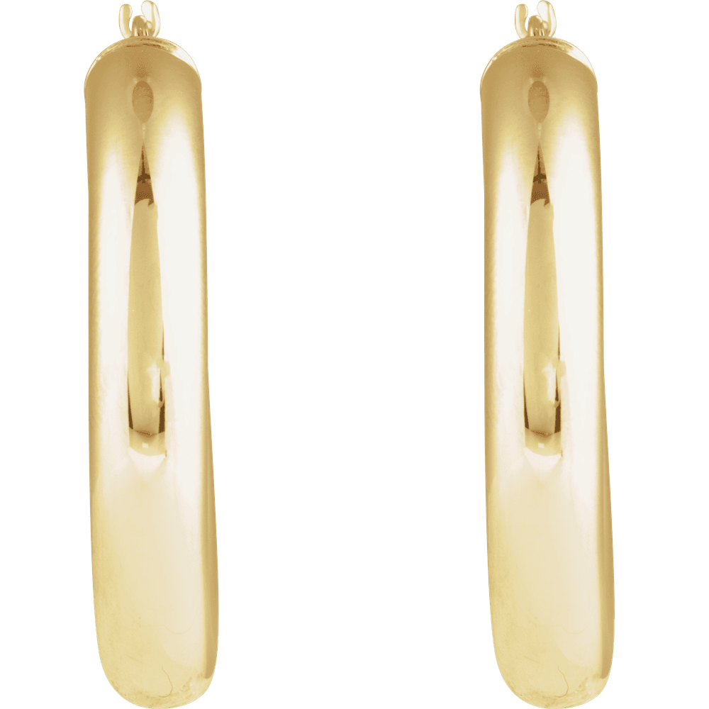14K Yellow Gold Round Tube 30 mm Hoop Earrings