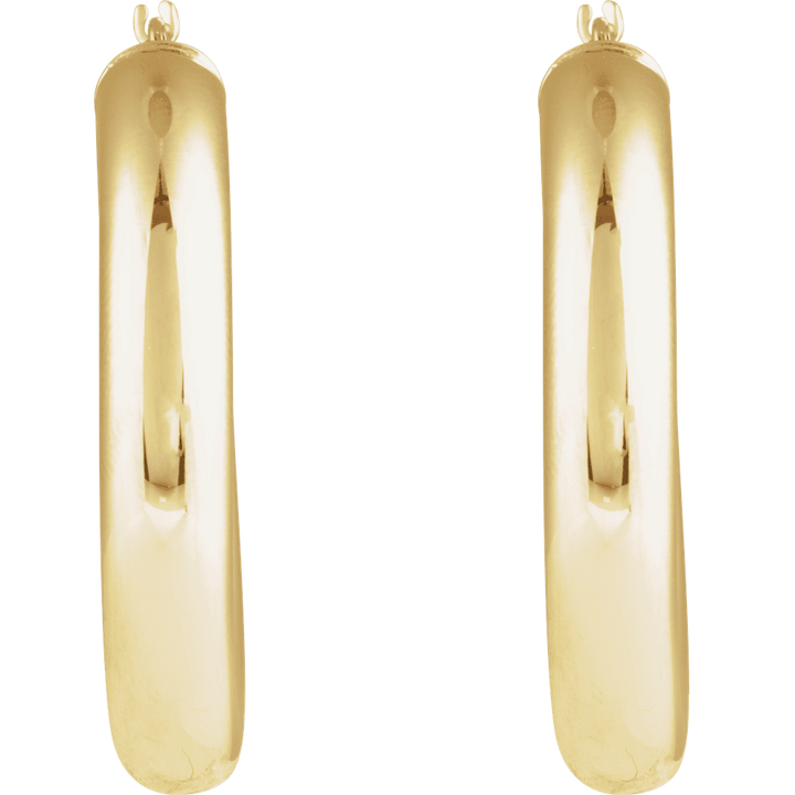 14K Yellow Gold Round Tube 30 mm Hoop Earrings