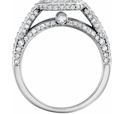 14K White Gold 7 mm Asscher 3/4 CTW Diamond Halo-Style Accented Engagement Ring. 68926:104:P