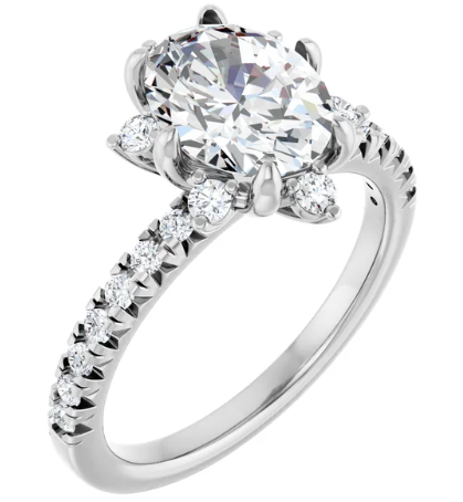 14K White Gold 9x7 mm Oval 3/8 CTW Diamond Halo-Style Accented Engagement Ring. 689309:125:P