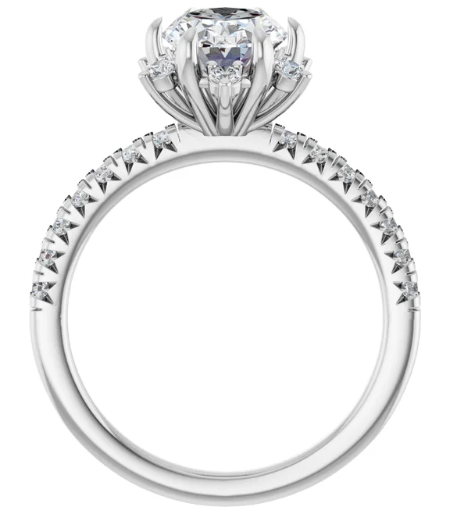 14K White Gold 9x7 mm Oval 3/8 CTW Diamond Halo-Style Accented Engagement Ring. 689309:125:P