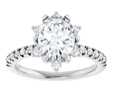 14K White Gold 9x7 mm Oval 3/8 CTW Diamond Halo-Style Accented Engagement Ring. 689309:125:P