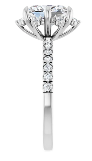 14K White Gold 9x7 mm Oval 3/8 CTW Diamond Halo-Style Accented Engagement Ring. 689309:125:P