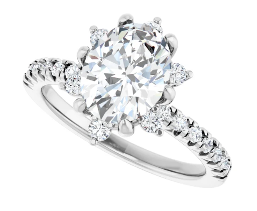 14K White Gold 9x7 mm Oval 3/8 CTW Diamond Halo-Style Accented Engagement Ring. 689309:125:P