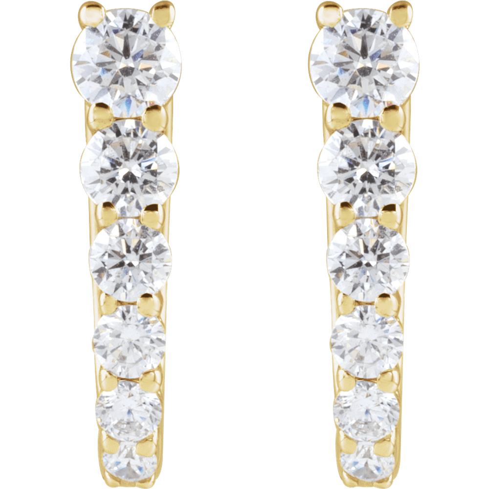 14K Yellow Gold 1/2 CTW Diamond 12.95 mm Hoop Earrings. 689354:600:P