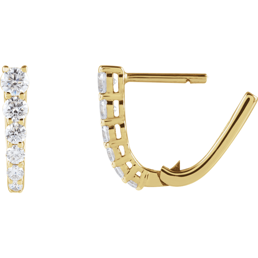 14K Yellow Gold 1/2 CTW Diamond 12.95 mm Hoop Earrings. 689354:600:P