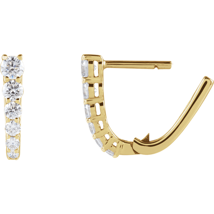 14K Yellow Gold 1/2 CTW Diamond 12.95 mm Hoop Earrings. 689354:600:P