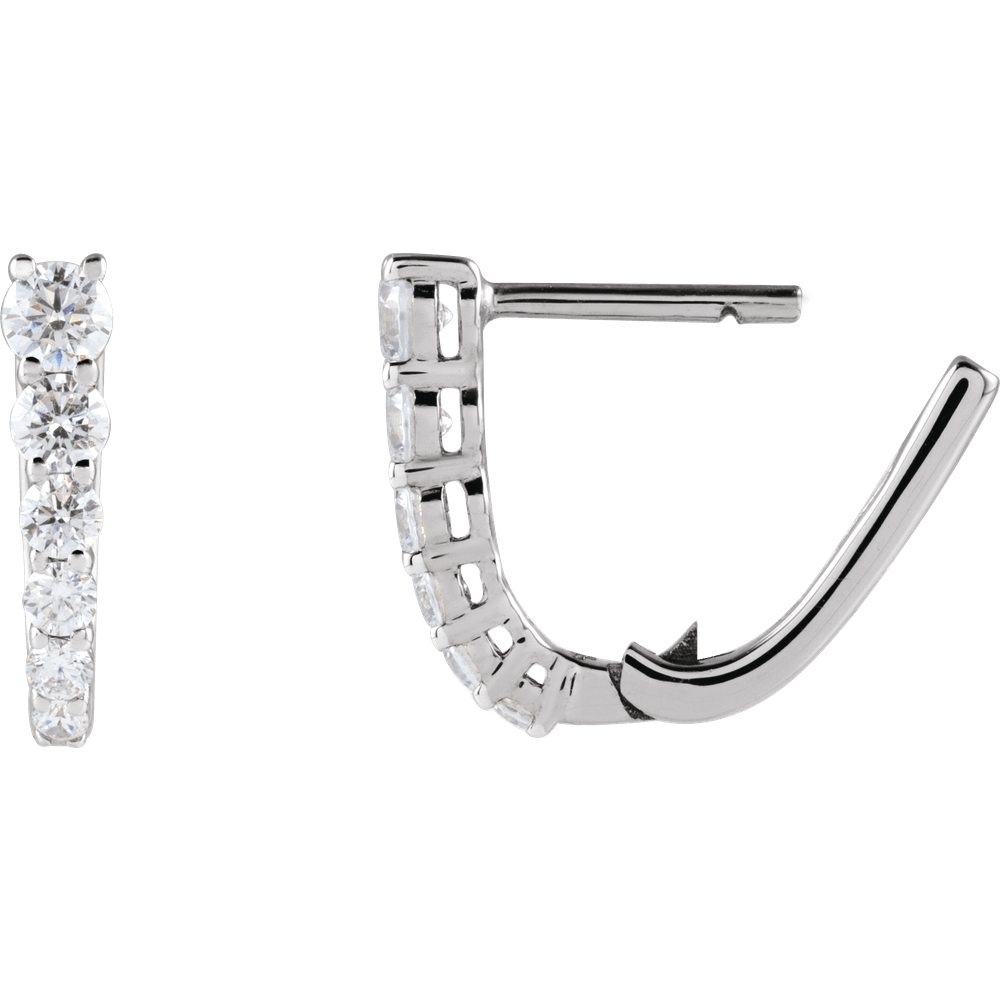 14K White Gold 1/2 CTW Diamond 12.95 mm Hoop Earrings. 689354:601:P