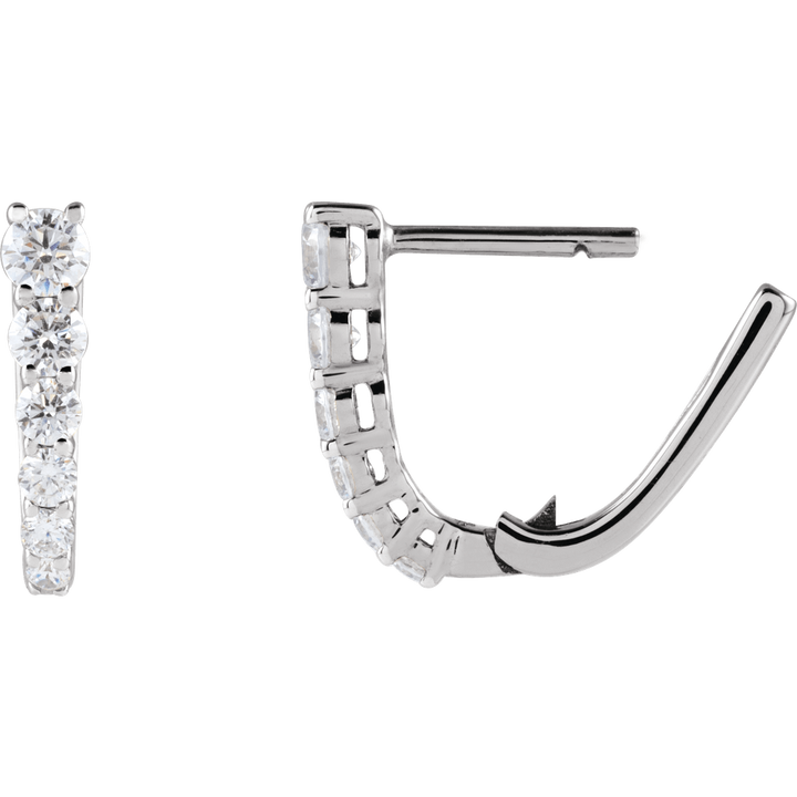 14K White Gold 1/2 CTW Diamond 12.95 mm Hoop Earrings. 689354:601:P