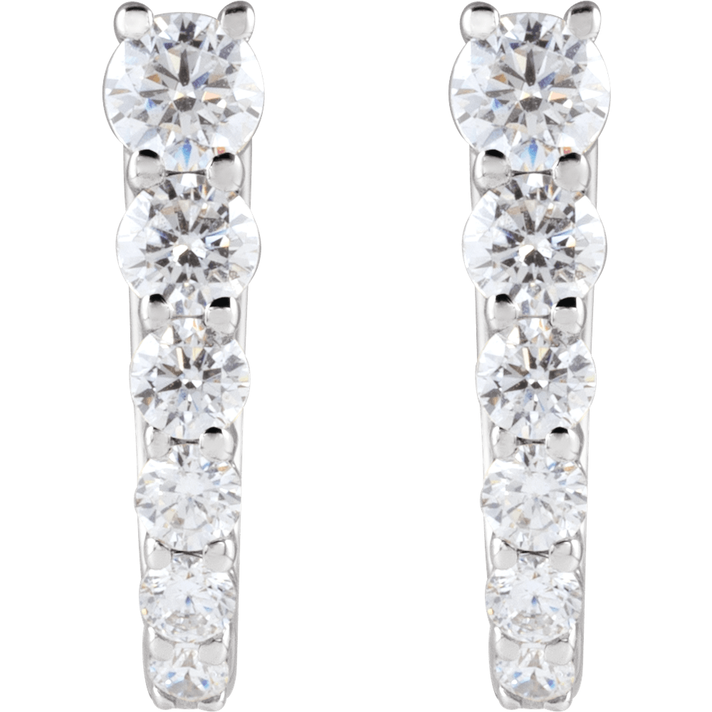 14K White Gold 1/2 CTW Diamond 12.95 mm Hoop Earrings. 689354:601:P