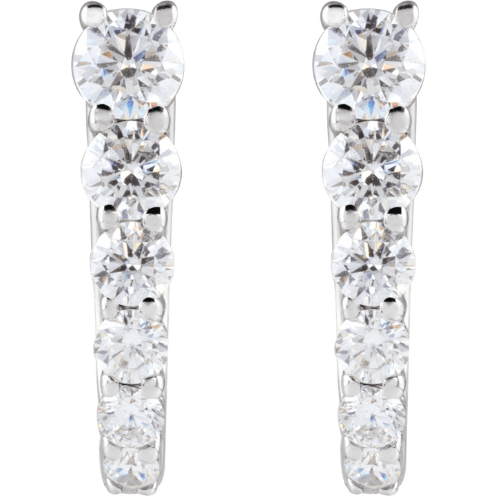 14K White Gold 1/2 CTW Diamond 12.95 mm Hoop Earrings. 689354:601:P