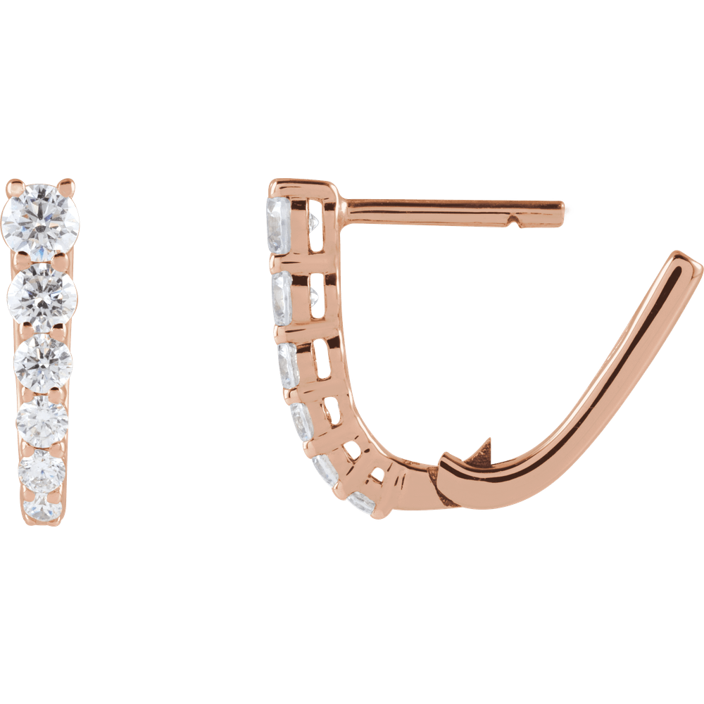 14K Rose Gold 1/2 CTW Diamond 12.95 mm Hoop Earrings. 689354:602:P