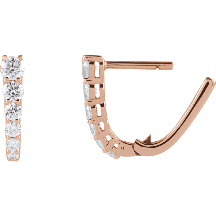 14K Rose Gold 1/2 CTW Diamond 12.95 mm Hoop Earrings. 689354:602:P