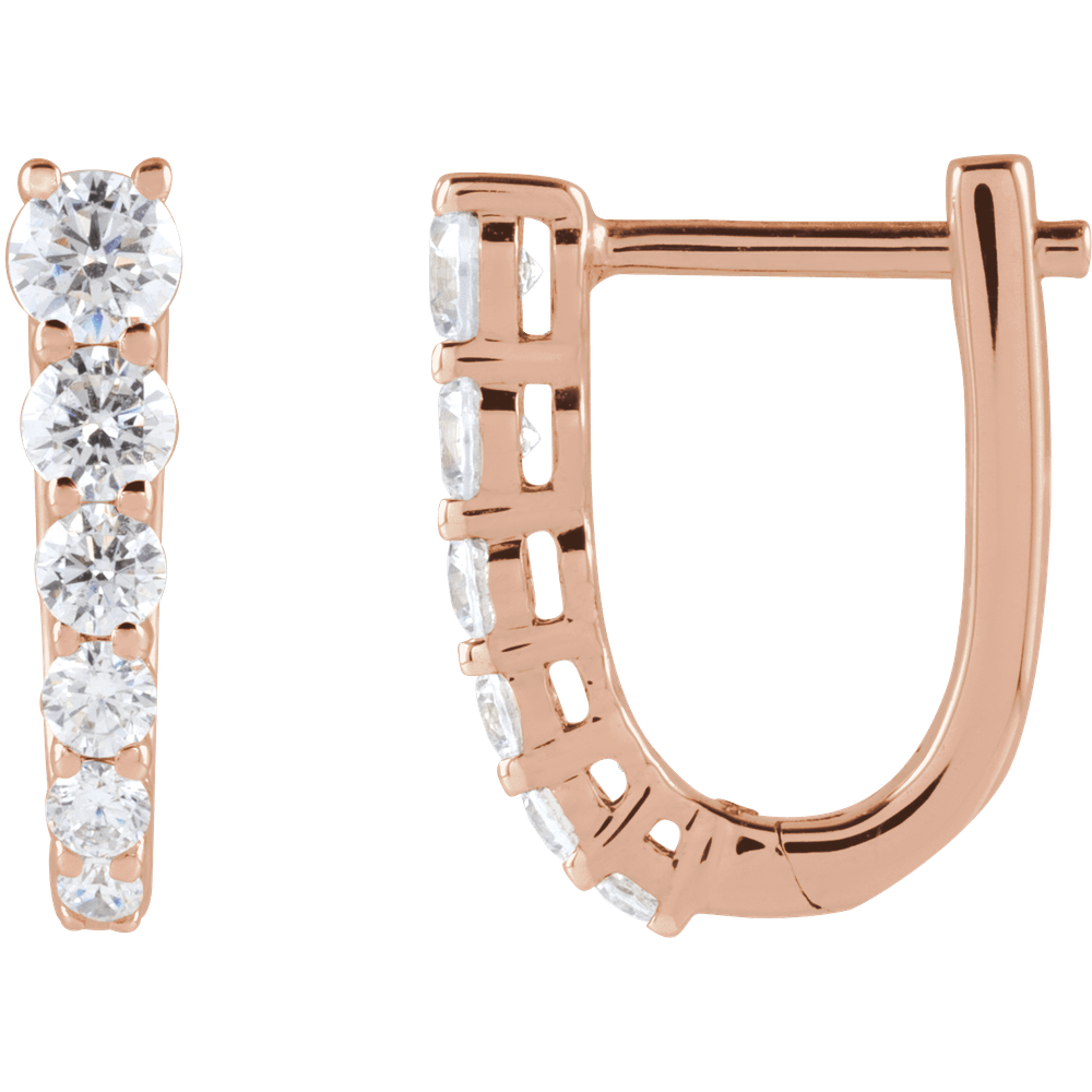 14K Rose Gold 1/2 CTW Diamond 12.95 mm Hoop Earrings. 689354:602:P