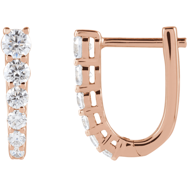 14K Rose Gold 1/2 CTW Diamond 12.95 mm Hoop Earrings. 689354:602:P