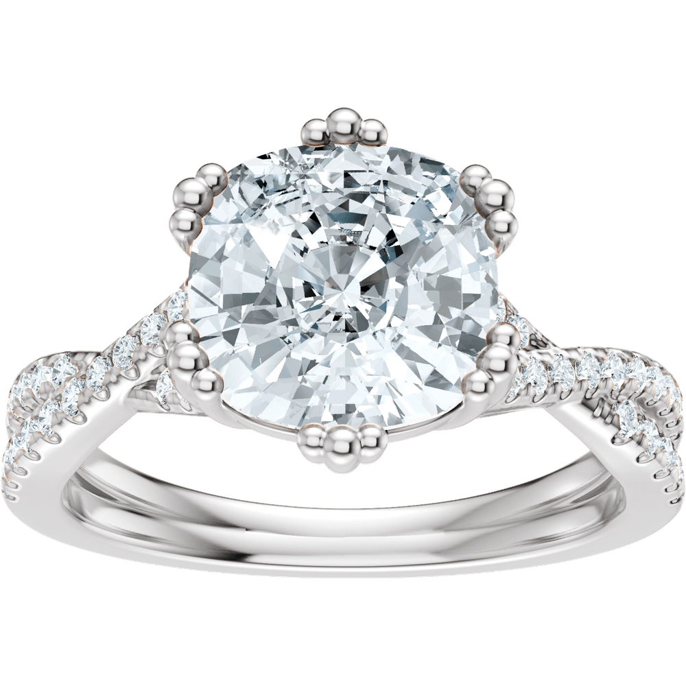 14K White Gold 8x8 mm Cushion 1/5 CTW Diamond Accented Engagement Ring. 689417:631:P