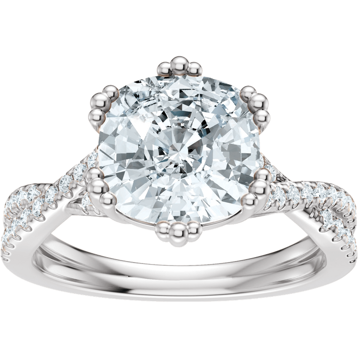 14K White Gold 8x8 mm Cushion 1/5 CTW Diamond Accented Engagement Ring. 689417:631:P