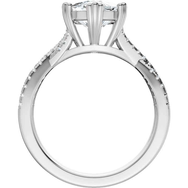 14K White Gold 8x8 mm Cushion 1/5 CTW Diamond Accented Engagement Ring. 689417:631:P