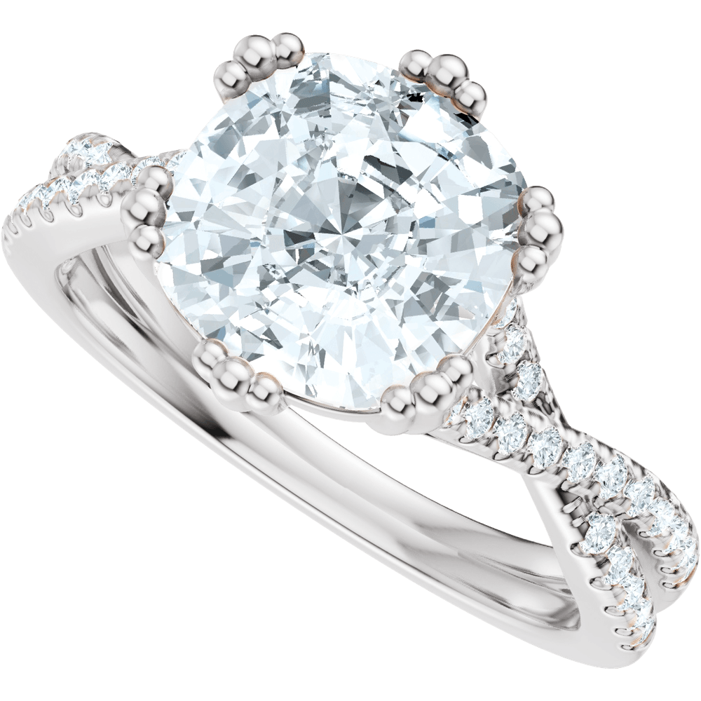 14K White Gold 8x8 mm Cushion 1/5 CTW Diamond Accented Engagement Ring. 689417:631:P