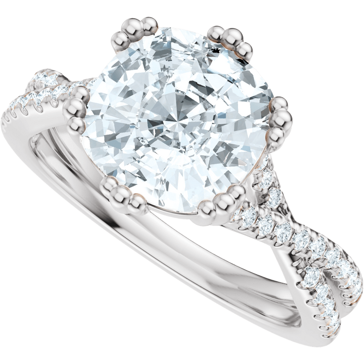 14K White Gold 8x8 mm Cushion 1/5 CTW Diamond Accented Engagement Ring. 689417:631:P